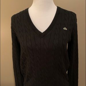 Lacoste cable V neck sweater